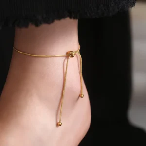 RENSINO Female Sexy Anklet Retro Design Adjustable Stainless Steel Pearl Purechain Foot