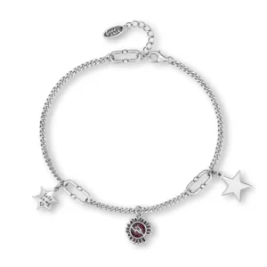RENSINO Fine 925 Sterling Silver Vintage Red Enamel Daisy Anklet with Star Design