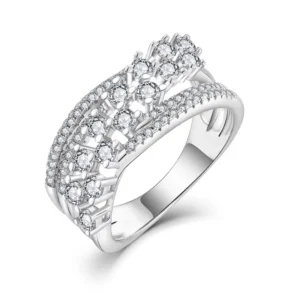 RENSINO Fine Exclusive Design Women Marriage 925 Silver Cubic Zirconia Stone Diamond Custom Rings for Women Men