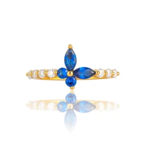 RENSINO Fine Fashion Elegant Bulk Custom Jewelry Lab Gemstone Blue Sapphire Butterfly Mothers Day 925 Sterling Silver Ring