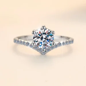 RENSINO Fine Fashion Jewellery S925 Sterling Silver Wedding Diamond Rings Moissanite