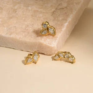 RENSINO Fine Fashion Jewelry 18K Gold Plated Stainless Steel Ear Stud Full Diamond Zircon Stud Earrings for Women