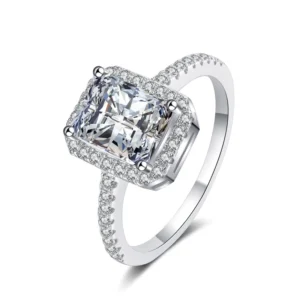 RENSINO Fine Fashion Jewelry Gift 1 2CT VVS Eternal Moissanite Diamond Ring S925 Sterling Silver Engagement Ring for Women