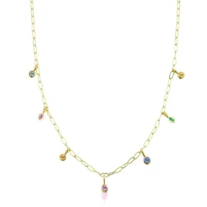 RENSINO Fine Fashion S925 Sterling Sliver Jewelry Chain Necklaces Gold Plated Zircon Choker Necklace
