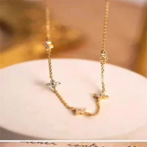 RENSINO Fine Flower Necklace Jewelry S925 Sterling Silver Zirconia Four Leaf Thin Necklace For Women Date Gifts