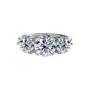 RENSINO Fine Jewelry 925 Pure Silver Luxury Moissanite Ring for Women Classic Round Cut Moissanite Engagement Wedding Ring