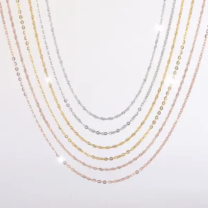 RENSINO Fine Jewelry 925 Sterling Silver 18K Gold Silver Chain Different Sizes Multi chain Women’s Necklace Accessory for DIY Charms