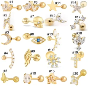 RENSINO Fine Jewelry 925 Sterling Silver Butterfly Star Eye Snake Heart Cartilage Earrings Ear Stud Piercing Ear Jewelry