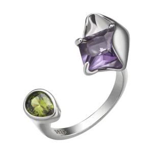 RENSINO Fine Jewelry 925 Sterling Silver Open Ring with Mossanite Custom Jewelry Fashion Woman Rings