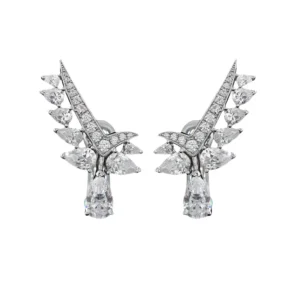 RENSINO Fine Jewelry 925 Sterling Silver Woman Stud Earrings Irregular Silver 925 Moissanite Leaf Earrings Girls Gift