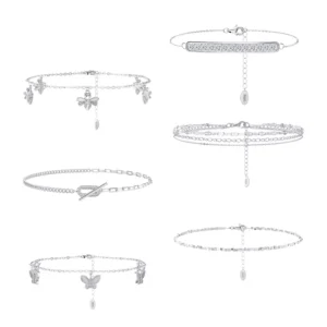 RENSINO Fine Jewelry Anklets High Quality Fashion Jewelry Bracelet Summer Anklets 925 Silver Anklet Bracelet for Girls