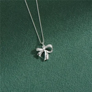 RENSINO Fine Jewelry Bowknot Pendant Necklace 925 Sterling Silver Pendants for Necklace