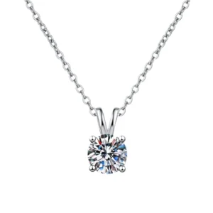 RENSINO Fine Jewelry Classic Elegant VVs1 Moissanite S925 Sterling Silver Four Claw Pendant Necklace of Ladies Jewelry