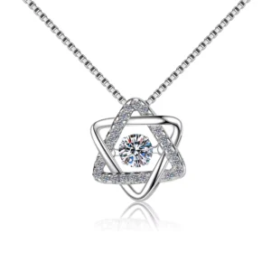 RENSINO Fine Jewelry Classic Pentagram S925 Sterling Silver Diamond VVS1 Moissanite Pendant Necklace Jewelry of Ladies