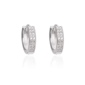 RENSINO Fine Jewelry Cubic Zircon Bride Hoop Earrings Inlaid Shiny CZ Stone Crystal Mini Circle Earrings Women Gift