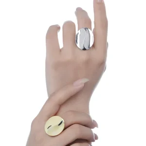 RENSINO Fine Jewelry Custom Adjustable Rings 925 Sterling Silver Female Anti Fade Geometric Exaggeration Ring for Girls