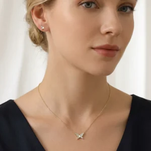 RENSINO Fine Jewelry Gift Earring Necklace Moissanite Set 925 Silver Geometric Shape 18K Gold Plated Trendy Women’s Jewelry