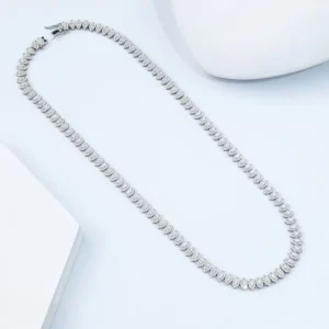 RENSINO Fine Jewelry Marquise Necklace Cuban Tennis Chains 925 Sterling Silver Moissanite Rhodium Plated 20 Inch HIPHOP Fashion Trendy