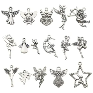RENSINO Fine Jewelry Pendants Charms Silver Metal Alloy Beads Angel Fairy Dancer Cupid Ornament Antique Beads Charms Pendant