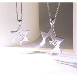 RENSINO Fine Jewelry Power Star Necklaces Solid Sterling Silver Pendant 925 Custom Pendant Couple Charm Plain Big