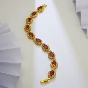 RENSINO Fine Jewelry Ruby Ring 925 Sterling Silver Gold Plated Bracelet and Neck