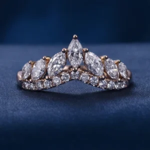 RENSINO Fine Jewelry S925 Silver 10K 14K 18K Solid Gold HPHT CVD VVS Marquise Cut Lab Grown Diamond Crown Women Wedding Ring