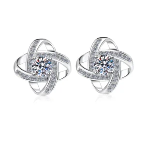 RENSINO Fine Jewelry S925 Sterling Silver 0.5CT Cut VVs1 Moissanite 5-Layer Thick Gold Plated Eco-Friendly Stud Earrings GRA Certified