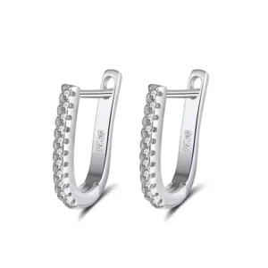 RENSINO Fine Jewelry S925 Sterling Silver Huggie Hoop Earrings Fashion Sparkle Cubic Zirconia U Shaped Gold & Silver Plated