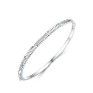 RENSINO Fine Jewelry Silver Bangle Temperament Zircon 925 Sterling Silver Fashion Bracelet Bangle for Women