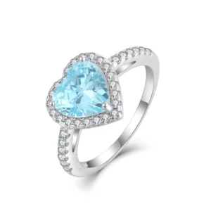 RENSINO Fine Jewelry Silver Ring 925 Women 925 Sterling Silver 3A 5A Cz Halo Pave Band Heart Engagement Ring