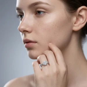 RENSINO Fine Jewelry Top ranking Suppliers Factory Price New Design Luxury S925 Silver Round Cut Halo Moissanite Fashion Jewelry Ring