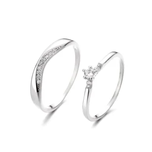 RENSINO Fine Jewelry Wedding Ring for Couple Silver 925 Diamond Couple Rings for Men and Women Wedding Band Ring Engagement Jewelry