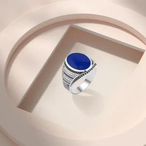 RENSINO Fine Men’s Silver 925 Rings Middle East Islam Turkish Style with Black Enamel Diamond Wedding Jewelry Male