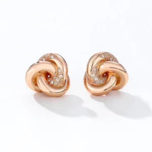 RENSINO Fine S925 Pure Silver Twisted Spiral Zircon Stud Earrings High End Fashion Luxury Gold Plated Women’s Anniversary