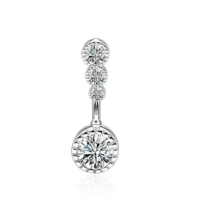 RENSINO Fine Silver Heart Navel Piercing Jewelry 925 Sterling Silver Belly Piercing