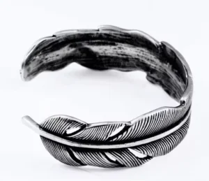 RENSINO Fine Vintage Design Fashion Jewelry Hip Hop High Quality 316L Stainless Steel Bracelet Gothic Pop Feather Design Men’s Bangle