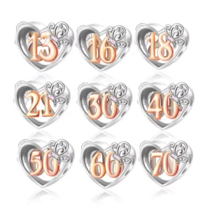 RENSINO Fit Original Bracelet Necklace Jewelry 925 Sterling Silver Lucky Number Happy Birthday Number Memorable Anniversary Beads Charms