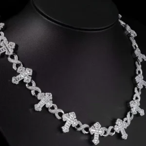 RENSINO Flip Cross Necklace 15mm Iced Out Zircon Chain 8 Character Infinite Design Fine Hip Hop Jewelry