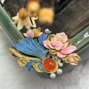 RENSINO Flower Brooch Men Large Lotus Silver Gilt Pin Hijab Pins Luxury Sorority Jewelry Cute Lanting Pin
