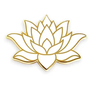 RENSINO Flower Lotus Lapel Pin Brooch Custom Metal Hard Enamel White Lotus Flower Enamel Pin