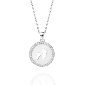 RENSINO Footprint Pendant 925 Sterling Silver Mother & Child Pendant for Necklaces Mom Baby Family Mother’s Day Gift Jewelry