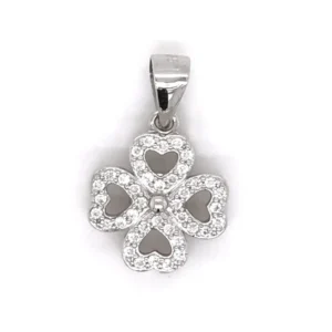 RENSINO Four Leaf Clover Charms Pendant CZ Full Filled 4 Leaf Clover Charm Real Silver 925 Sterling Silver Cute KYL NSP0012