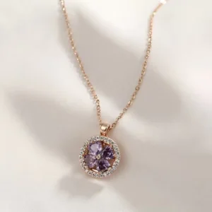 RENSINO Four Leaf Clover Design Clavicle Chain Necklace Stainless Steel Pendant Necklace Jewellery