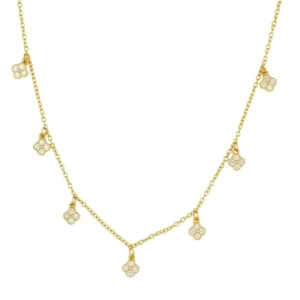 RENSINO Four Leaf Clover Necklace Girls Unique 925 Sterling Silver Trendy Fine Jewelry Chic Flower Necklaces for Women