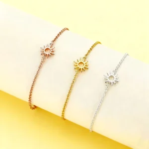 RENSINO French Retro Stainless Steel Bracelet Simple and Versatile Best selling Sun Star Ladies Bracelet
