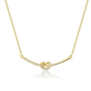 RENSINO French Style Retro S925 Sterling Silver Zircon Necklace Gifts for Women Twist Cross Link Chain Clavicle Necklace