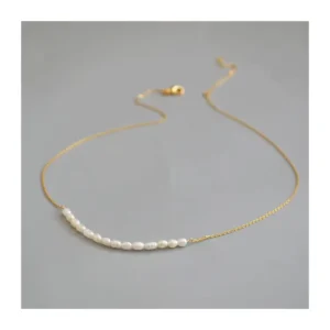 RENSINO Freshwater Pearl Necklace Brass Chain 18k Gold Plated Jewelry Luxury Pearl Necklace