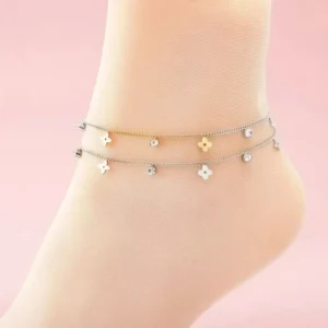 RENSINO Fringe Flower Zircon Stainless Steel Women’s Anklet Does Fade Bracelet Foot