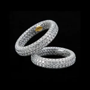 RENSINO Full CZ Diamond Bling Band 925 Sterling Silver Iced Out Ring for Men