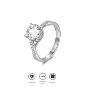 RENSINO Full Moissanite S925 Silver Inlaid Rose Gold Plated Fashion Women Ring GRA Certified Factory